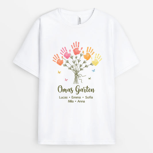 7719AGE1 omas garten handabdruck personalisiertes geschenk mama oma t shirt 7719a8lca