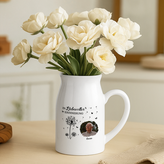 7737OGE2 name hortensien personalisierte trauergeschenke keramik vase foto frauen manner 7737o3hca