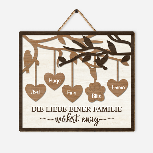 7739QGE1 die liebe einer familie wahrt ewig personalisierte geschenke familie holzschild mit hund katze 7739q3tai