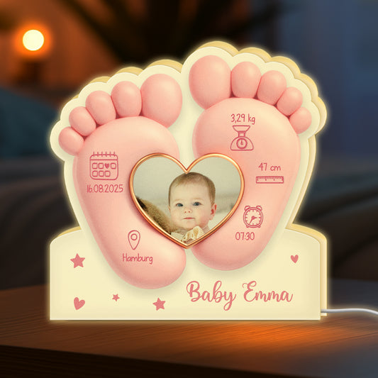7752LGE1 3d druck effekt handabdruck geburtsdatum und foto personalisiertes geschenk lightbox mamababy 7752lsqaa