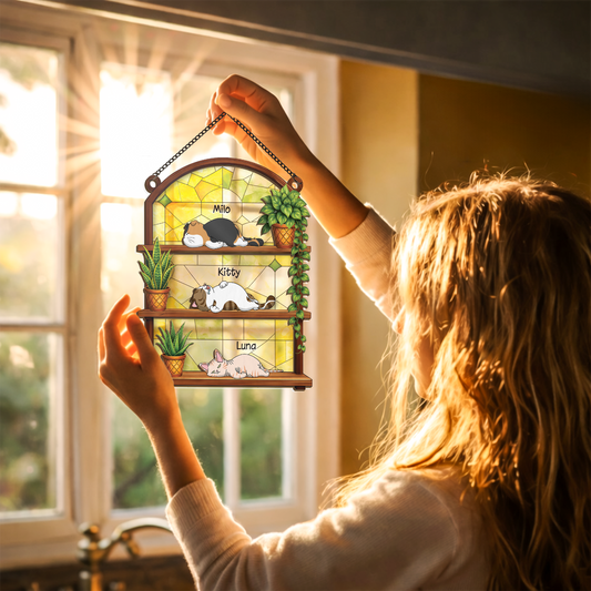 7765UGE2 faule katze lustig personalisierte geschenke katze acryl sonnenfanger 7765u6kmd