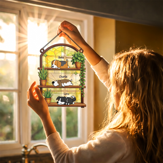 7765UGE2 fauler hund lustig personalisierte hunde geschenke acryl sonnenfanger 7765u6kmc