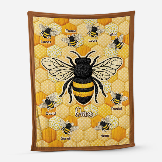 7793BGE1 3d druck effekt mama kinder bienen personalisiertes geschenk kuscheldecke mamaoma 7793bsqwa