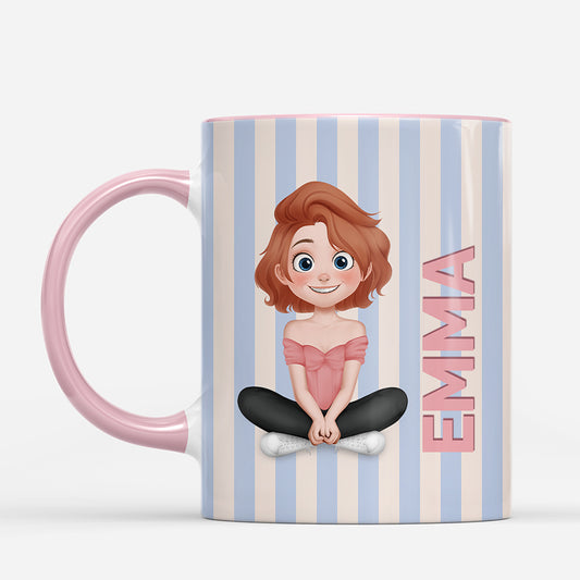 7814MGE1 fraumann cartoon mit namen personalisiertes geschenk gestreifte tassen 7814mcqca