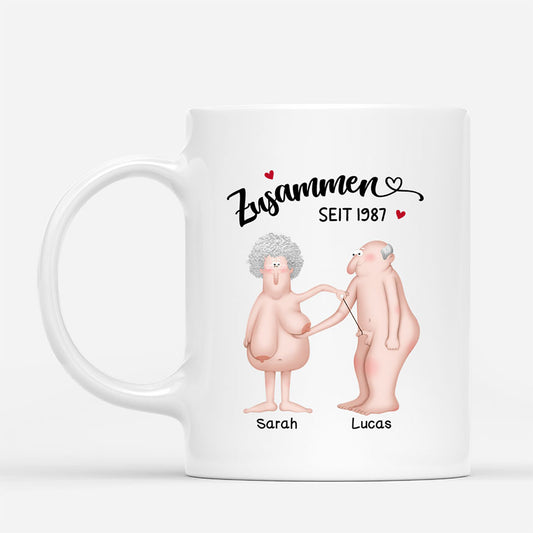 7819MGE1 gemeinsam alt werden karikatur lustige paar tassen personalisiert 7819m3vwg_1