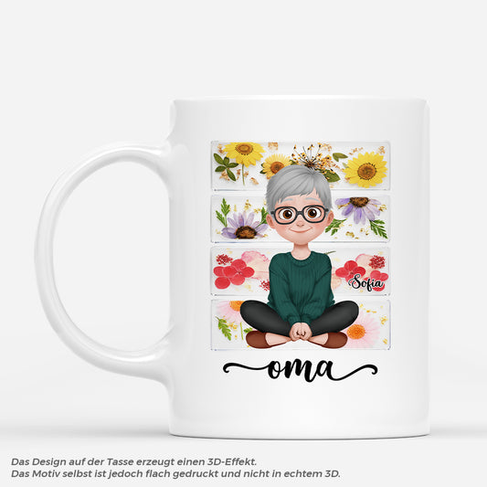 7828MGE1 oma cartoon personalisiertes geschenk mama oma tasse blumen resin harz 7828mthza