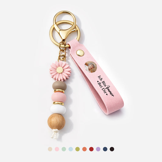 7853MGE1 ich bin immer bei dir personalisierte trauergeschenke uv druck daisy schlusselanhanger perlen foto fraumann 7853mj3qca