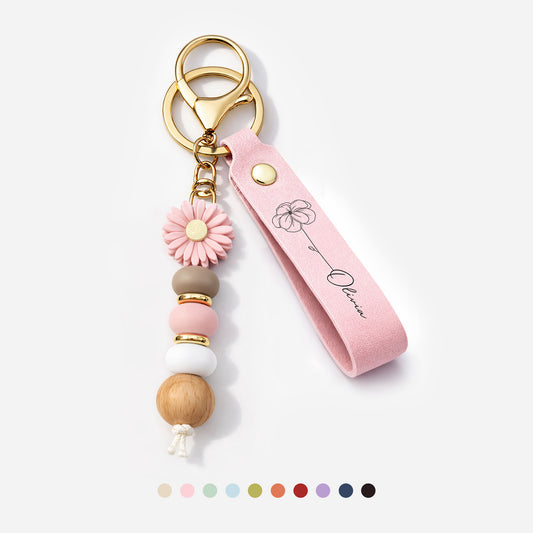 7856MGE1 name blume daisy schlusselanhanger personalisiert perlen mit gravur frauen 7856mj8v5a_1
