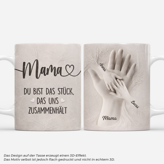 7873MGE1 3d druck effekt du bist das stuck das uns zusammenhalt mama papa tasse personalisieren 7873mtfza