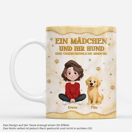 7879MGE1 3d druck effekt ein madchen ihr hund personalisierte hunde geschenke tasse gold optik 7879mcpzc