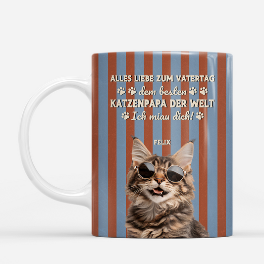 7882MGE1 3d druck effekt happy muttertagvatertag katzen tasse personalisiert foto streifen 7882m