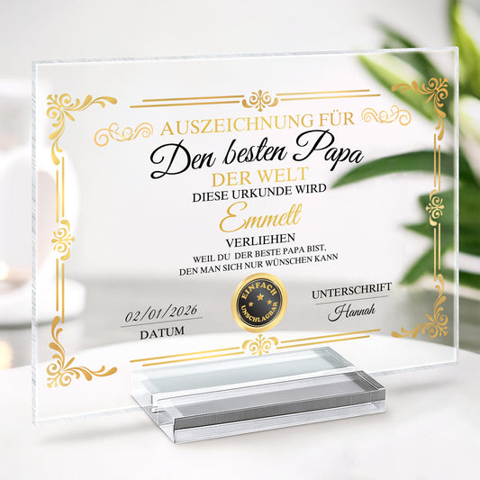 7894RGE2 auszeichnung fur die beste mama der welt acryl aufsteller personalisiert mit stander omamama 7894rcpaa