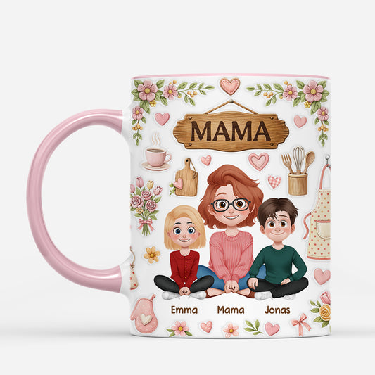 7949MGE1 3d druck effekt mama kinder cartoon omamama tasse personalisieren 7949m3yna