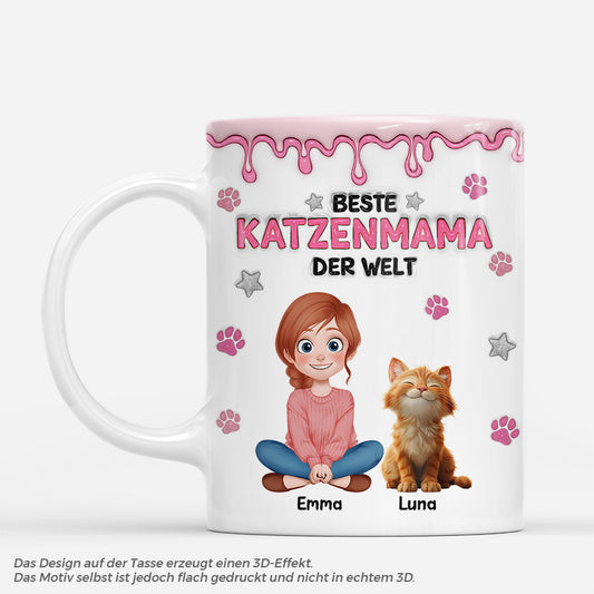 7966MGE1 3d druck effekt beste katzenmama der welt personalisierte geschenke katze tasse drip optik 7966m8qzd