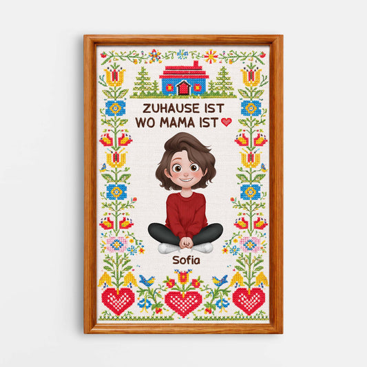 7975CGE1 zuhause ist wo mama ist personalisierte leinwand mama oma kreuzstich 7975ccvca_2