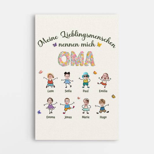 7977CGE1 meine lieblingsmenschen nennen mich mama personalisierte leinwand mama oma mit foto 7977ctyna