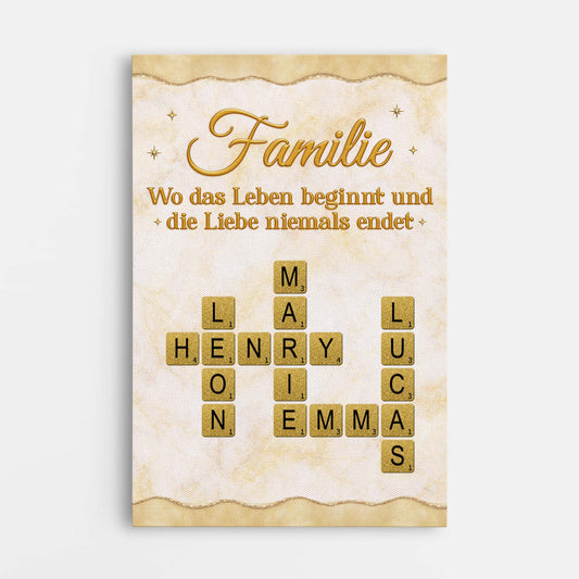 8062CGE1 3d druck effekt familie wo das leben beginnt und die liebe niemals endet personalisiertes kreuzwortratsel geschenk leinwand 8062ccqzi