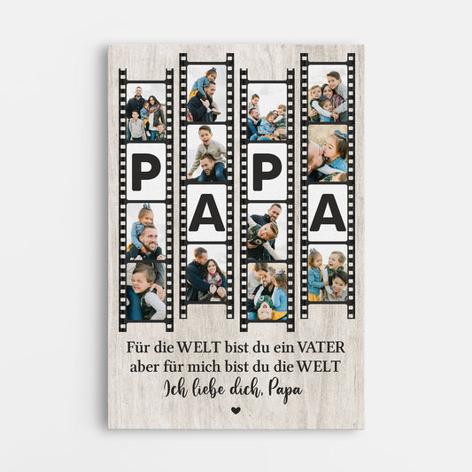 8067CGE1 fur die welt bist du ein papa fur uns bist du die welt personalisierte leinwand mama papa mit foto rollfilm 8067c3vab_1