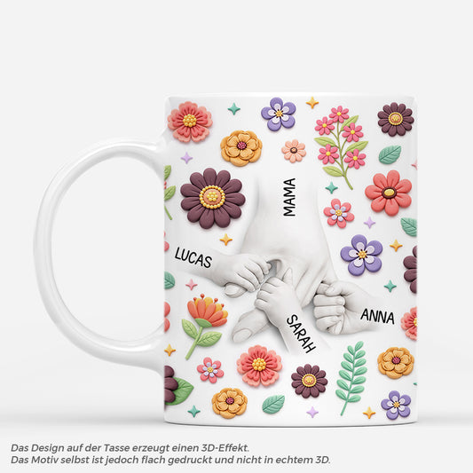 8106MGE1 3d druck effekt hand in hand personalisiertes geschenk mamaoma tasse bunte pflanzen 8106m8qwa