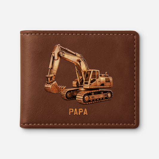8131JGE1 3d druck effekt bagger personalisierte geschenke herren portemonnaie papaopa 8131j6hmb