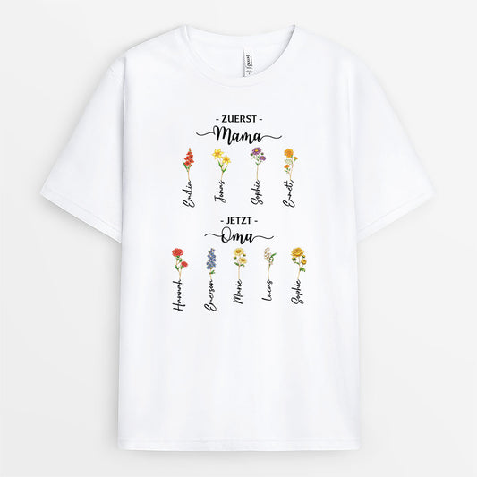 8192AGE1 erst mama jetzt oma personalisierte t shirts glitzer blumen 8192a8v5a_1