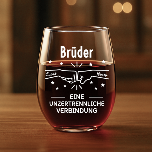 8255IGE1 eine unzertrennliche verbindung personalisiertes geschenk weinglas ohne stiel schwester bruder 8255iah5e