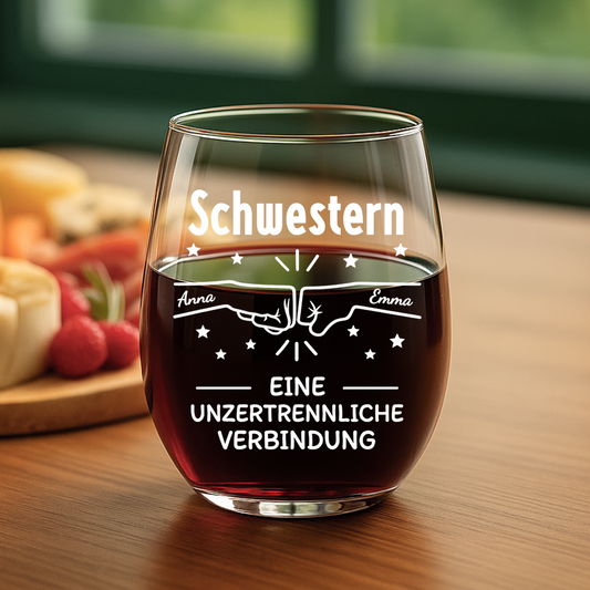 8255IGE2 eine unzertrennliche verbindung personalisiertes geschenk weinglas ohne stiel schwester bruder 8255iah5e