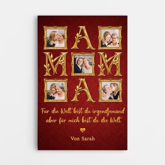 8299CGE1 3d druck effekt fur die welt bist du eine mutter aber fur mich bist du die welt personalisiertes geschenk leinwand mama oma gold 8299cnhwa