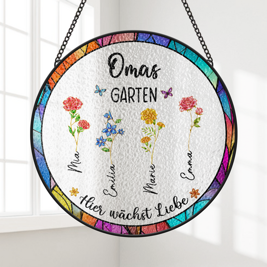 8376UGE1 mamas garten hier wachst liebe buntglas sonnenfanger personalisiert mama oma 8376ucx5a