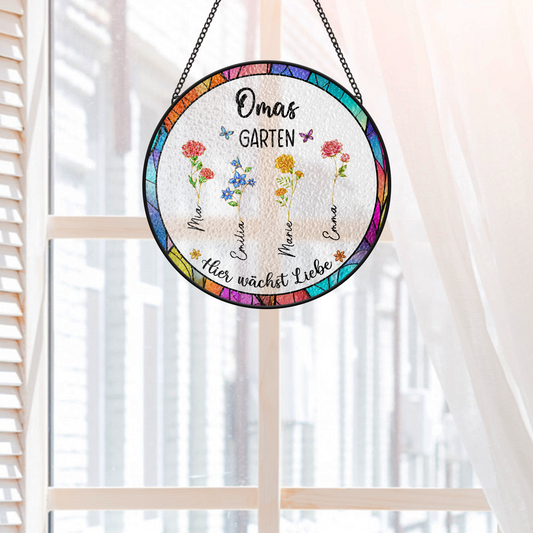8376UGE2 mamas garten hier wachst liebe buntglas sonnenfanger personalisiert mama oma 8376ucx5a