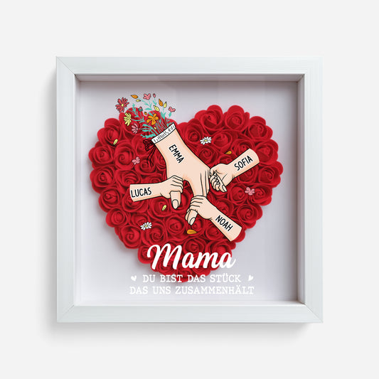 8392OGE1 mama du bist das puzzlestuck das uns zusammenhalt personalisiertes geschenk blumen 3d bilderrahmen mama oma 8392o6p5a