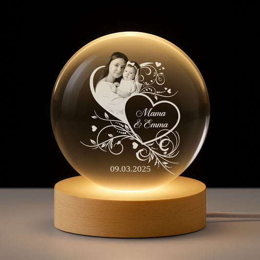 8405LGE1 mama kinder personalisierte geschenke foto kristallkugel mama papa 8405laqla