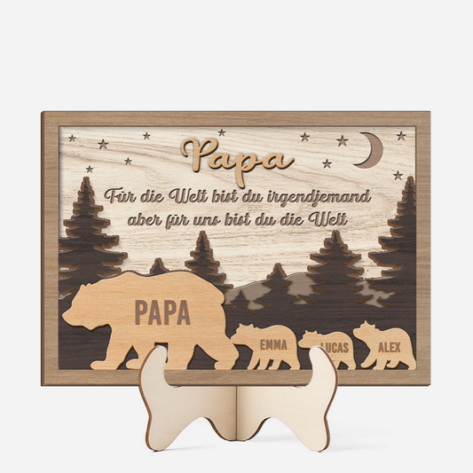 8423QGE1 fur die welt bist du ein papa fur uns bist du die welt personalisiertes geschenk holzaufsteller papa mama bar 8423qcc1b