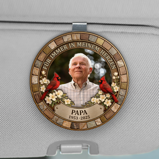 8431GGE1 fur immer in meinem herzen personalisierter auto visier clip foto papa mama zur erinnerung 8431gtfwb