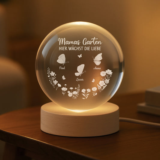 8445LGE2 omas garten hier wachst liebe personalisiertes geschenk garten kristallkugel oma mama 8445lsqca