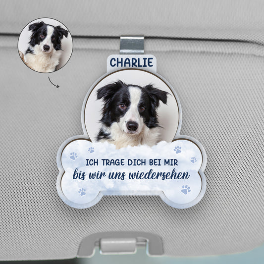 8474GGE1 ich trage dich bei mir bis wir uns wiedersehen personalisierte trauergeschenke auto visier clip foto 8474g6qza