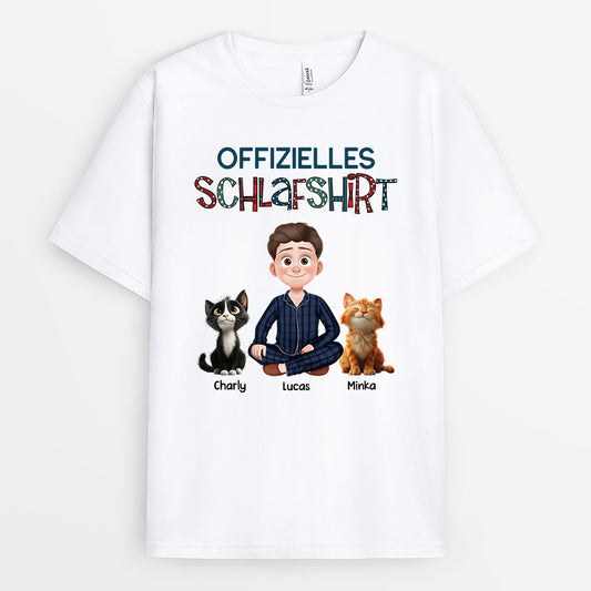 8517AGE1 offizielles schlafshirt katze personalisierte geschenke katze t shirt cartoon punktchenmuster 8517atqld