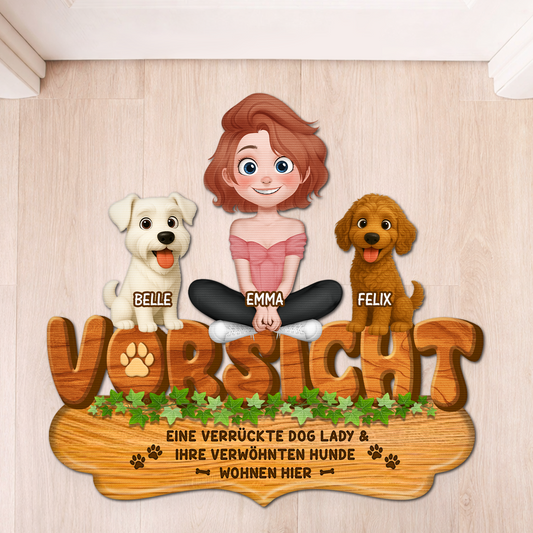 8573AGE1 eine verruckte dog lady ihr verwohnter hund wohnen hier fussmatte personalisiert hund_ unregelmassige form 8573adafbc_jpg_b20b2732 e7b7 47f2 8458 1e8911c2ab18