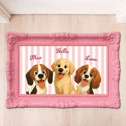 8596AGE1 3d druck effekt hund streifen personalisiertes hunde geschenk foto fussmatte unregelmassige form 8596adcklc