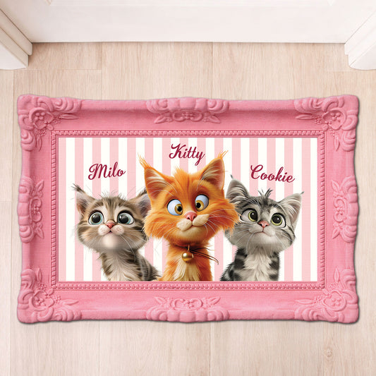 8596AGE1 3d druck effekt katze streifen personalisierte geschenke katze fussmatte foto unregelmassige form 8596adckld