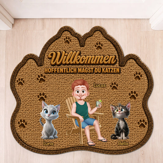 8616AGE1 hoffentlich magst du tierhaare fussmatte katzen personalisiert unregelmassige form 8616adayrd