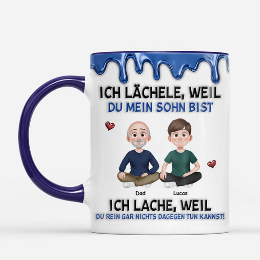 8740MGE2 3d druck effekt ich lachele weil du mein sohn bist personalisierte tasse sohn tochter blau 8740mtpla