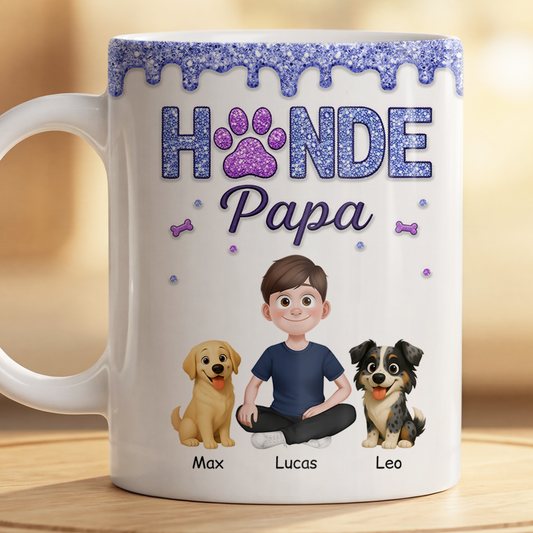 8931MGE2 3d druck effekt hundemama hundepapa glitzer personalisierte tasse hund 8931m3fwc