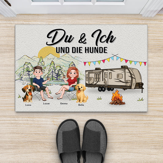 8998DGE1 du ich und die hunde personalisierte paar geschenke fussmatte camping 8998d3d1c