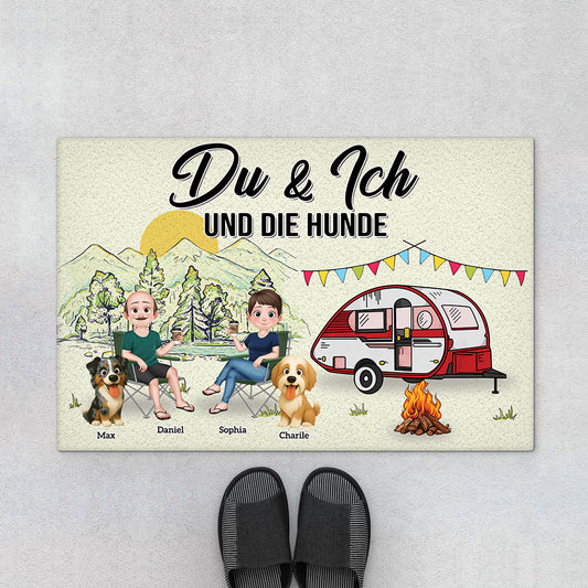 8998DGE2 du ich und die hunde personalisierte paar geschenke fussmatte camping 8998d3d1c