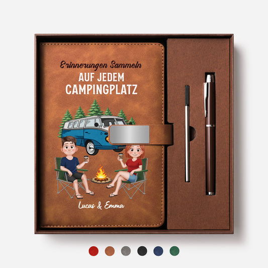 9011MGE1 erinnerungen sammeln auf jedem campingplatz notizbuch mit stift personalisiert paar camping 9011mo3vcg_1