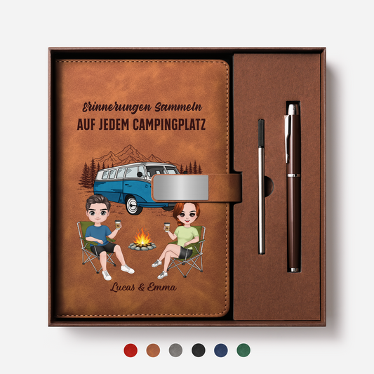 9031MGE1 3d druck effekt und so beginnt das abenteuer notizbuch mit stift personalisiert paar camping 9031motfcg