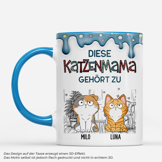 9036MGE1 3d druck effekt diese katzenmama gehort zu katzen tasse personalisiert punktchenmuster 9036mafod