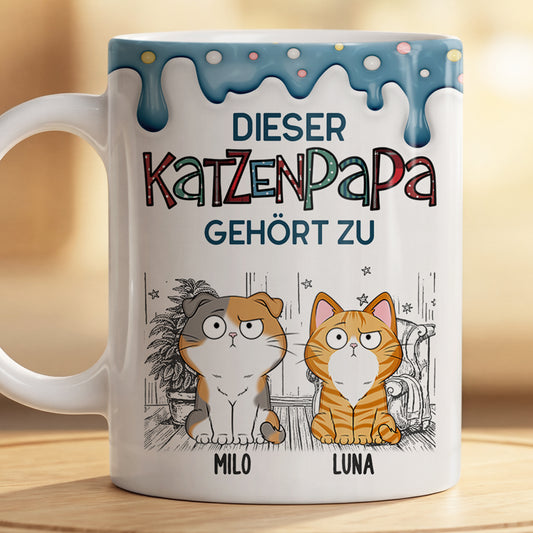 9036MGE2 3d druck effekt diese katzenmama gehort zu katzen tasse personalisiert punktchenmuster 9036mafod