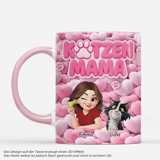 9096MGE1 3d druck effekt katzenmama katzenpapa personalisierte geschenke katze tasse pompon 9096madwd